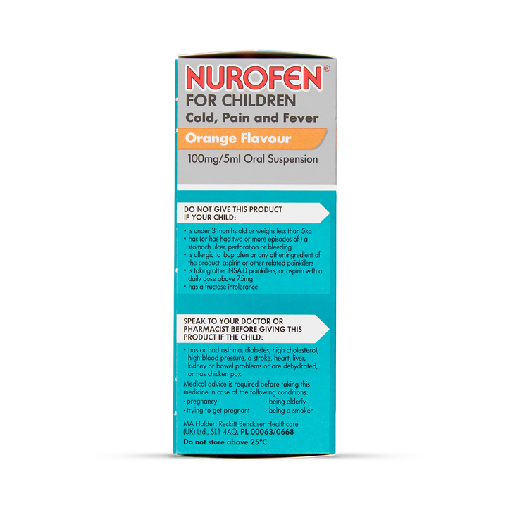 Nurofen for Children Cold, Pain and Fever 100mg/5ml Oral Suspension image 2