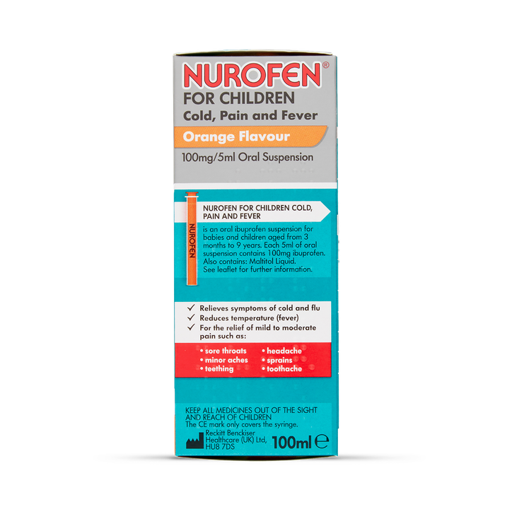 Nurofen for Children Cold, Pain and Fever 100mg/5ml Oral Suspension image 4