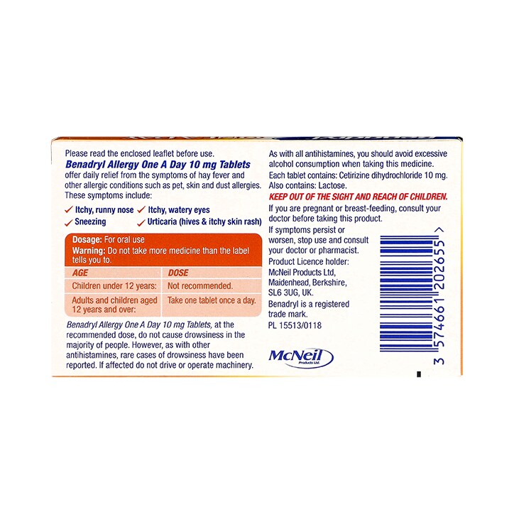 Benadryl Allergy One A Day Tablets image 2