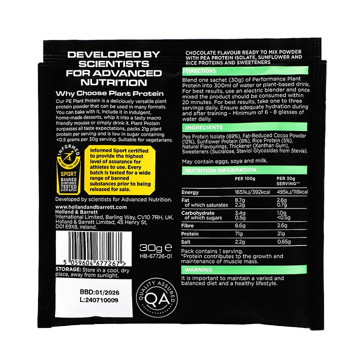 Plant Protein Chocolate Sachet 30g image 2