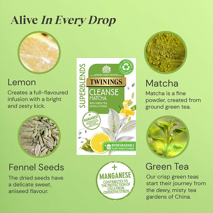 Twinings Superblends Cleanse Matcha Tea 20 Tea Bags image 2