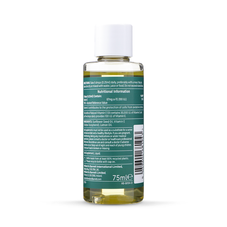 Holland & Barrett High Strength Vitamin E Oil Lemon Flavour 75ml image 2
