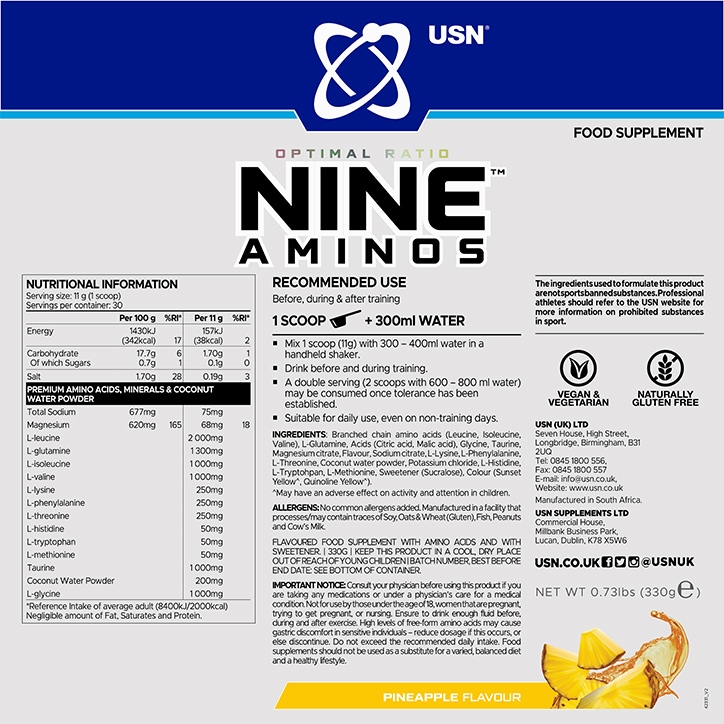 USN Nine Aminos Pineapple 330g image 4