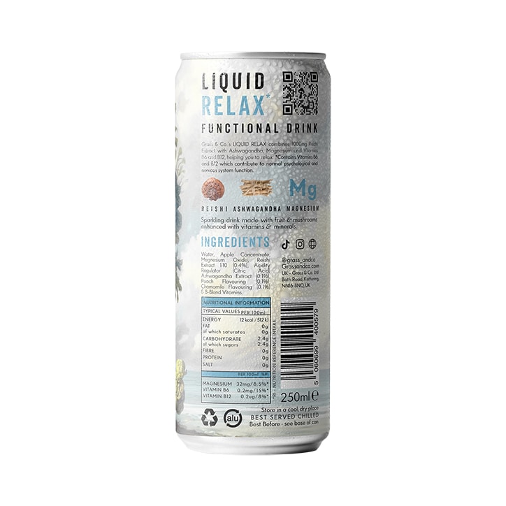 Grass & Co. Liquid Relax (Peach, Chamomile & Reishi) Functional Sparkling Drink 250ml image 2