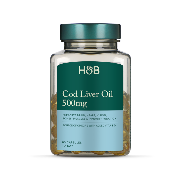 Holland & Barrett Pure Cod Liver Oil 500mg 60 Capsules image 2