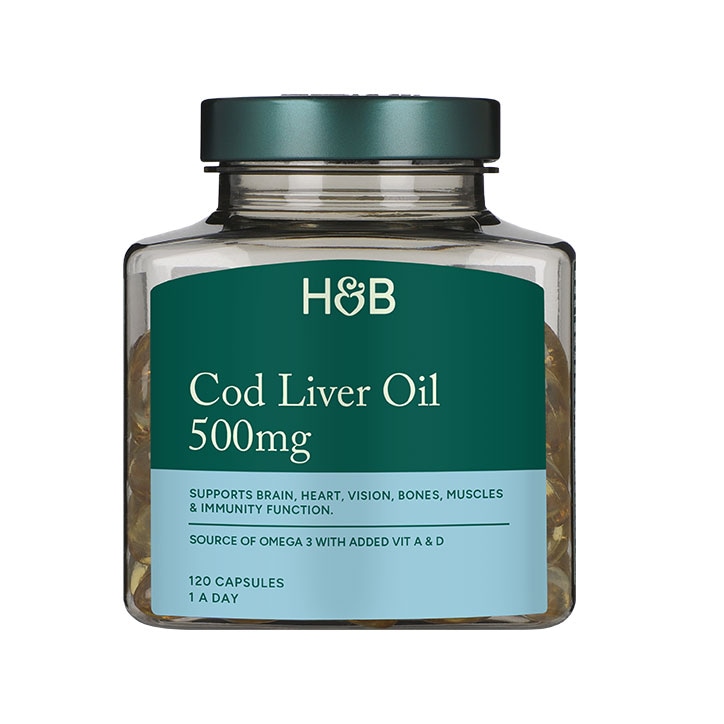 Holland & Barrett Pure Cod Liver Oil 500mg 120 Capsules image 1