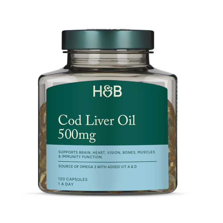 Holland & Barrett Pure Cod Liver Oil 500mg 120 Capsules image 2