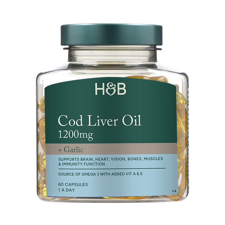 Holland & Barrett Pure Cod Liver Oil & Garlic 60 Capsules image 1