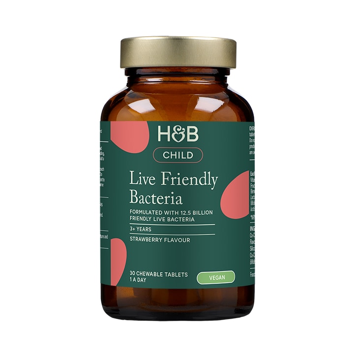 Holland & Barrett Childrens Live Friendly Bacteria Strawberry Flavour 30 Chewable Tablets image 1