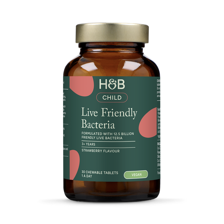 Holland & Barrett Childrens Live Friendly Bacteria Strawberry Flavour 30 Chewable Tablets image 1