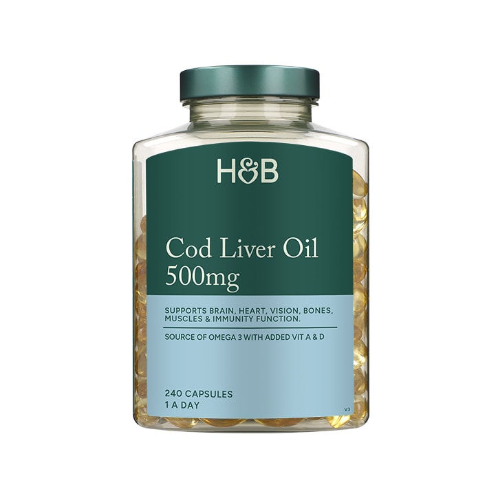 Holland & Barrett Cod Liver Oil 500mg 240 Capsules image 1