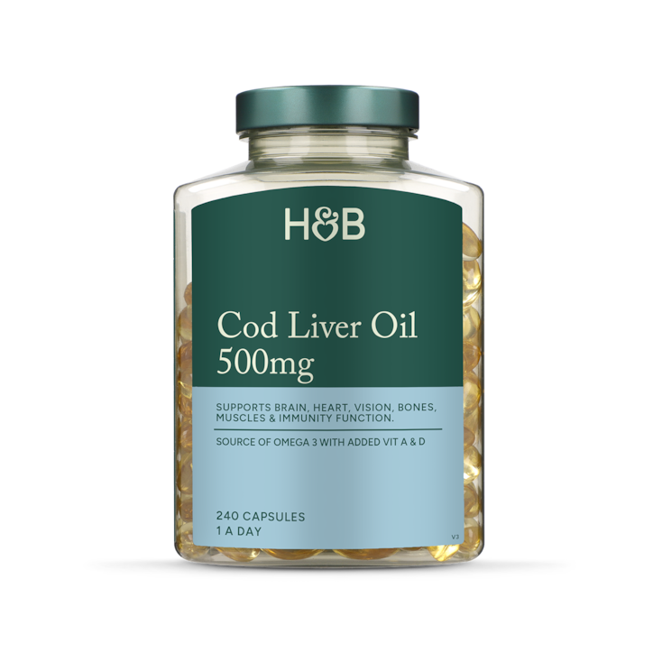 Holland & Barrett Pure Cod Liver Oil 500mg 240 Capsules image 2