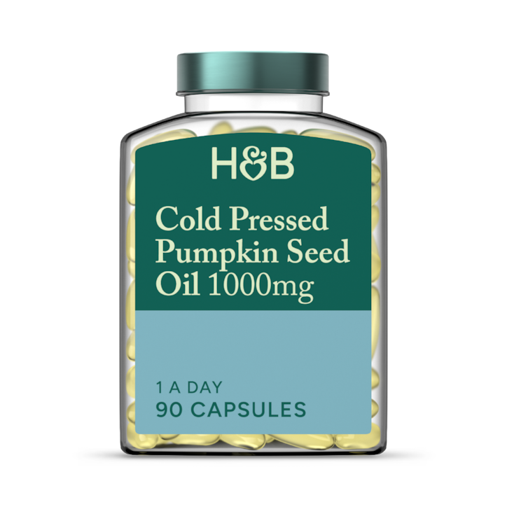 Holland & Barrett Cold Pressed Pumpkin Seed Oil 1000mg 90 Capsules image 1