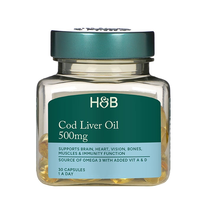 Holland & Barrett Cod Liver Oil 500mg 30 Capsules image 1