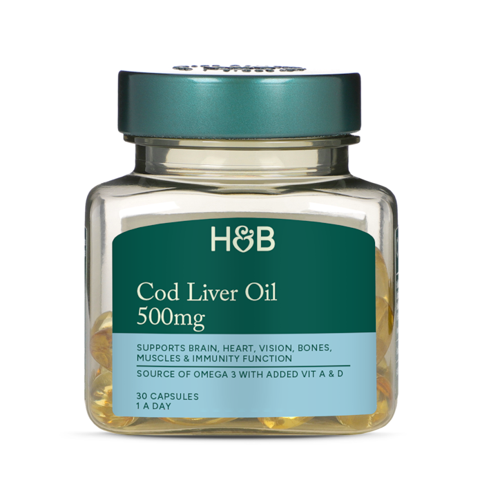 Holland & Barrett Pure Cod Liver Oil 500mg 30 Capsules image 1