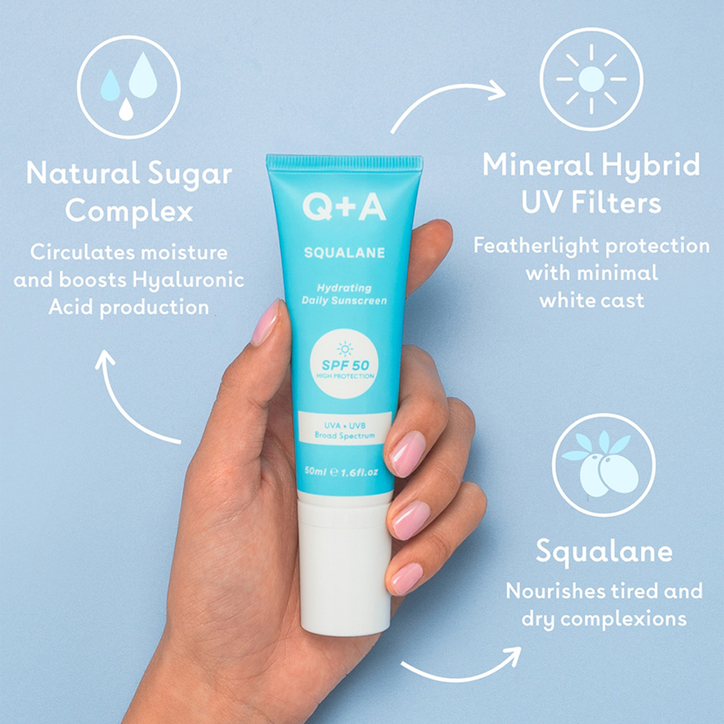 Q+A Squalane SPF50 Hydrating Daily Facial Sunscreen 50ml image 3
