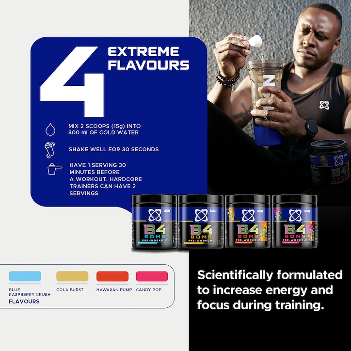 USN B4 Bomb Pre-Workout Hawaiian Pump 300g image 5