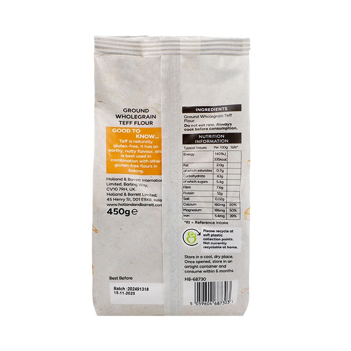 Holland & Barrett Brown Teff Flour 450g image 2