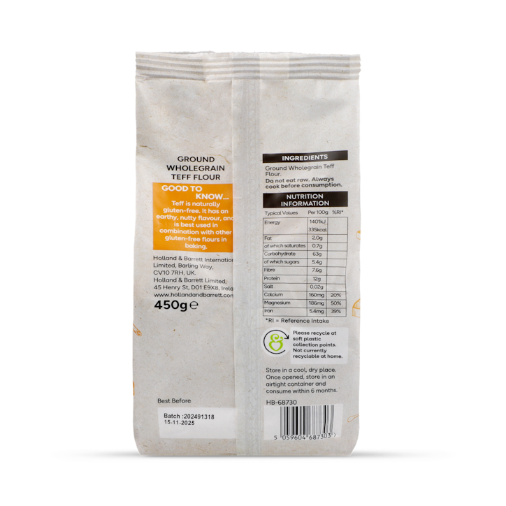 Holland & Barrett Brown Teff Flour 450g image 2