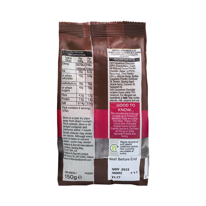 Holland & Barrett Dark Chocolate Raisins 150g image 2