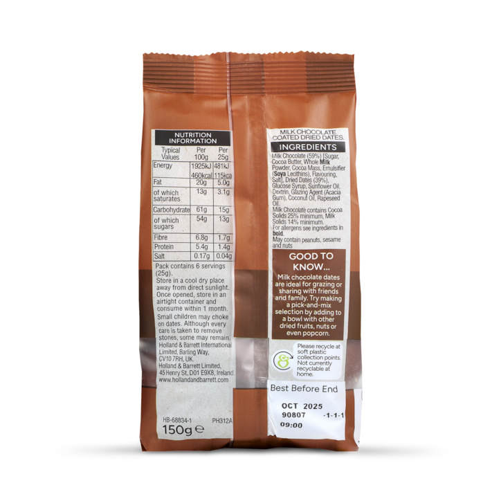 Holland & Barrett Milk Chocolate Dates 150g image 2