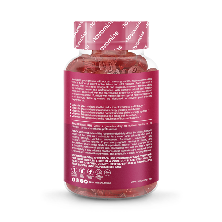 Novomins Libido Raspberry & Peach Flavour 60 Gummies image 2