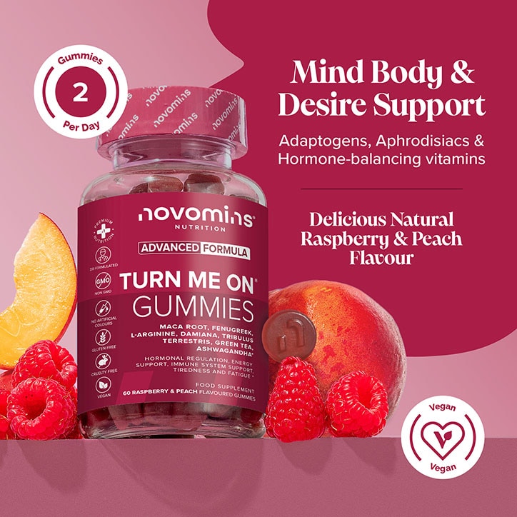 Novomins Libido Raspberry & Peach Flavour 60 Gummies image 4