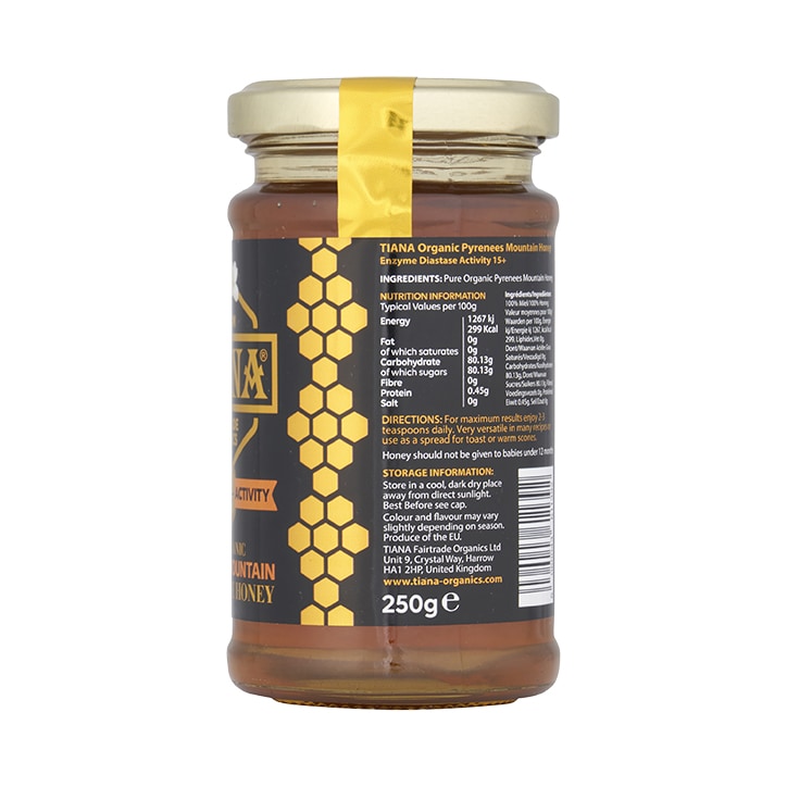 Tiana Organic Pyrenees Mountain Honey (Enzyme Diastase Activity 15+) 250g image 2