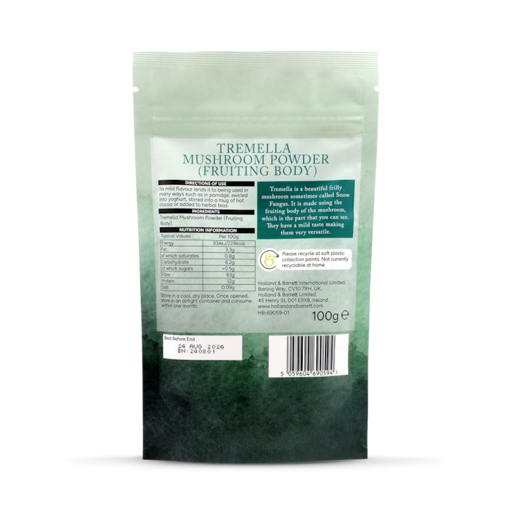 Holland & Barrett Tremella Mushroom Powder 100g image 2