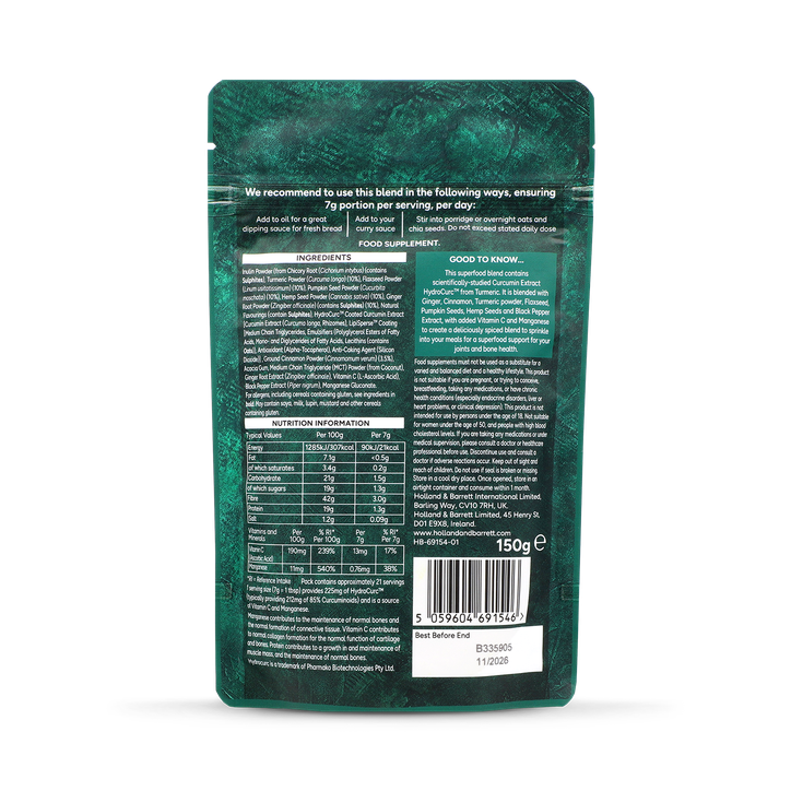 Holland & Barrett Joints, Bones & Muscles Superfood Blend 150g image 2