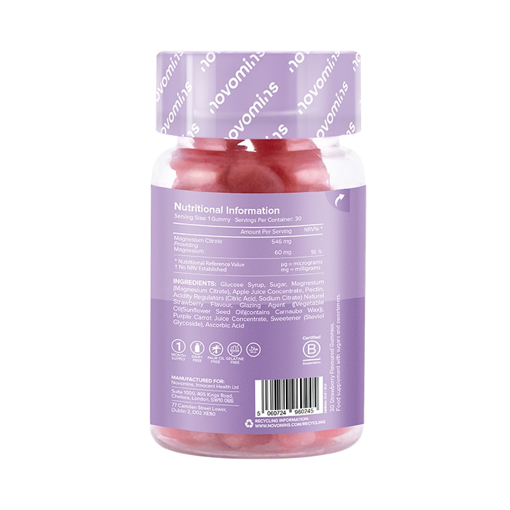 Novomins Kids Magnesium Strawberry Flavoured 30 Gummies image 3