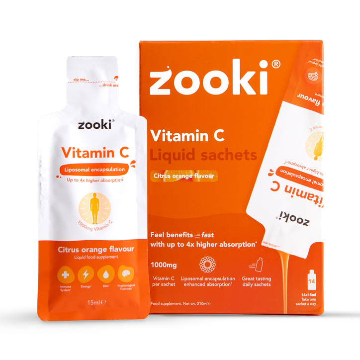Zooki Liposomal Vitamin C 1000mg, Citrus Orange Flavour - 14 x 15ml Liquid Sachet image 1