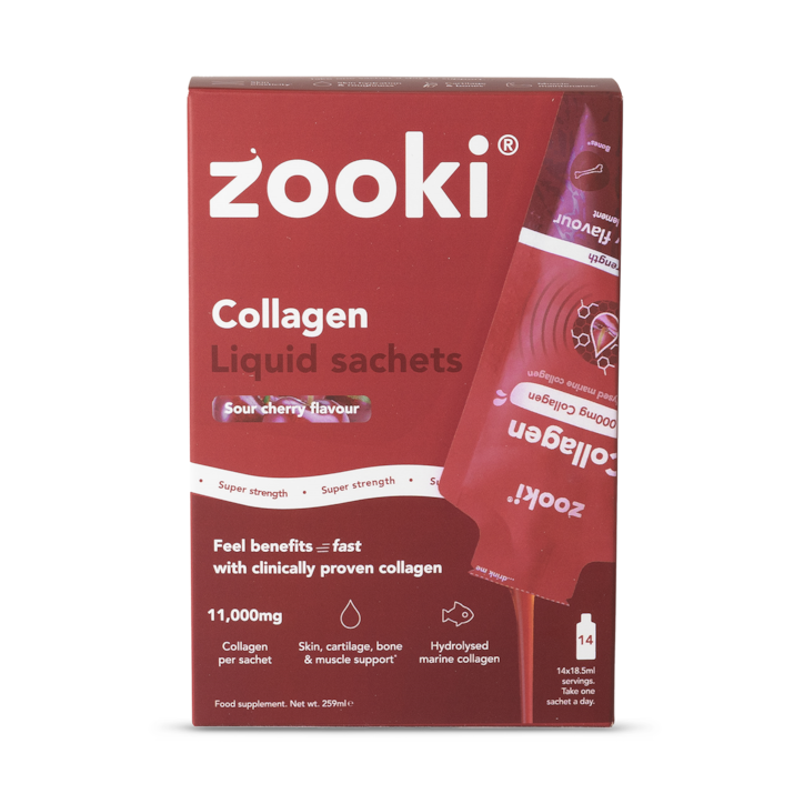 Zooki Super Strength Zooki Marine Collagen 11,000mg, Sour Cherry Flavour - 14x18.5ml Liquid Sachets image 1