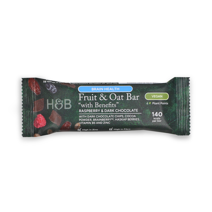 Brain Health Raspberry & Dark Chocolate Fruit & Oat Bar 40g image 1