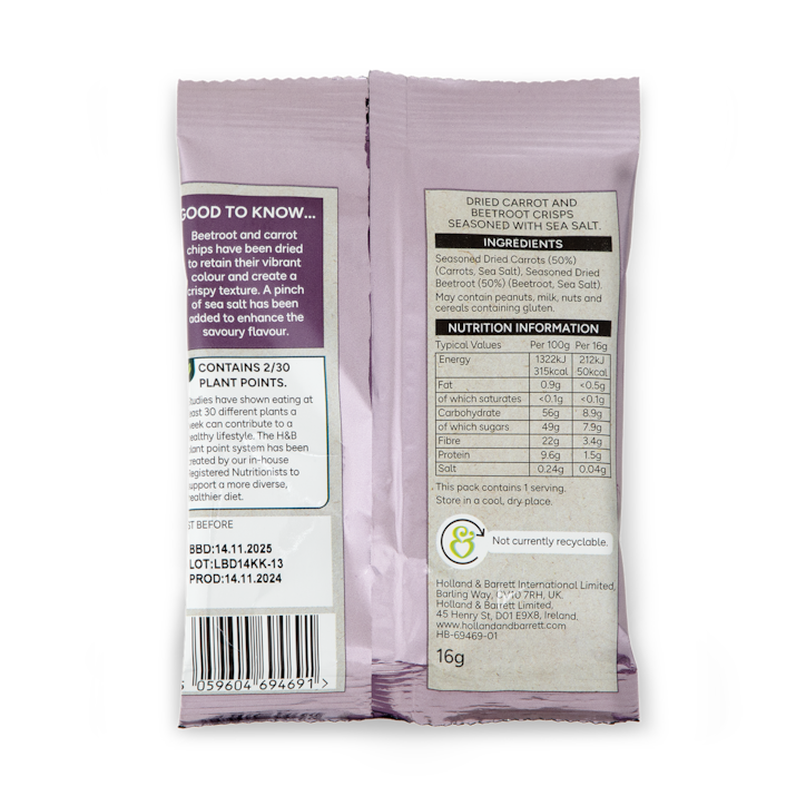 Holland & Barrett Carrot & Beetroot Chips 16g image 2