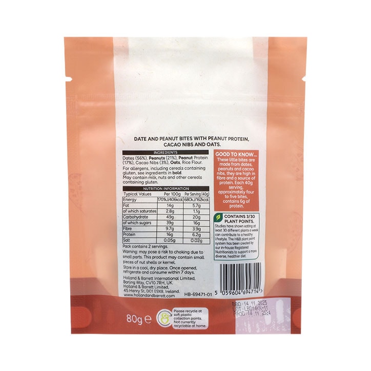 Holland & Barrett Peanut and Cacao Bites 80g image 2