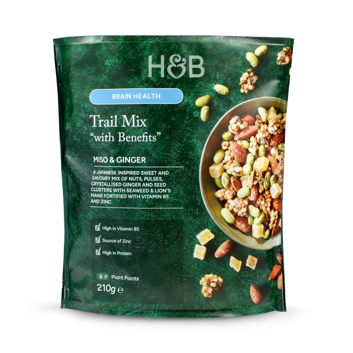 Holland & Barrett Brain Health Trail Mix "With Benefits" Miso & Ginger 210g image 1