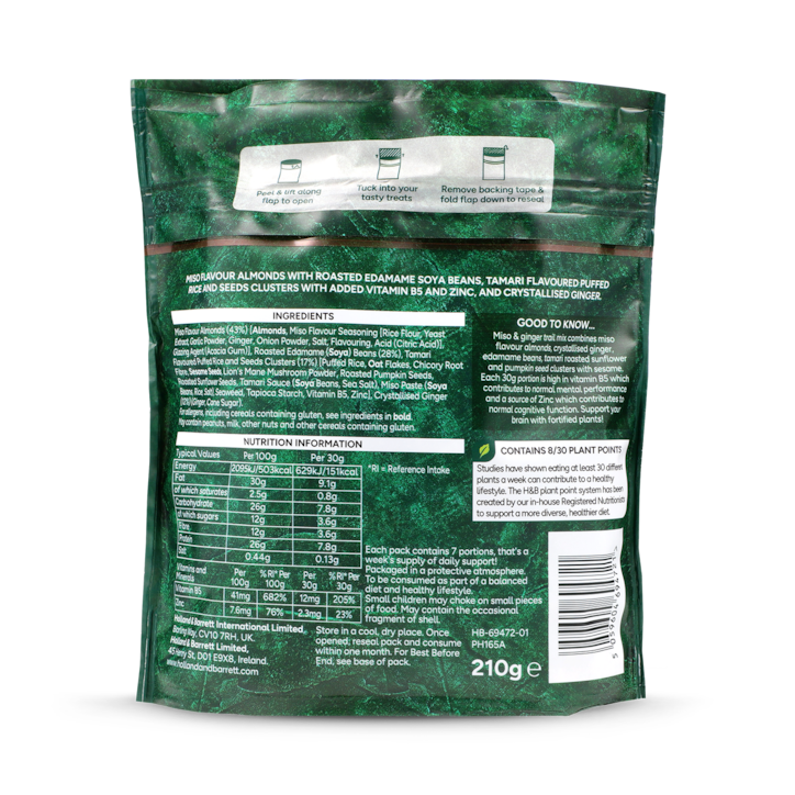 Holland & Barrett Brain Health Trail Mix "With Benefits" Miso & Ginger 210g image 2