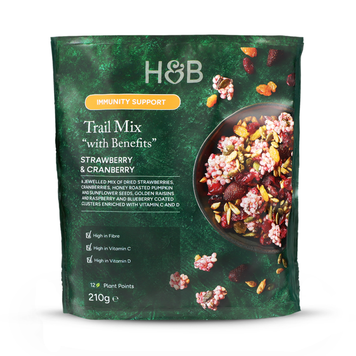 Holland & Barrett Immunity Support Trail Mix "With Benefits" Strawberry & Cranberry 210g image 1