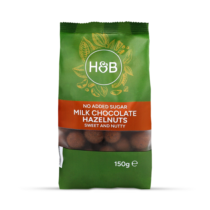 Holland & Barrett No Added Sugar Milk Chocolate Hazelnuts 150g image 1