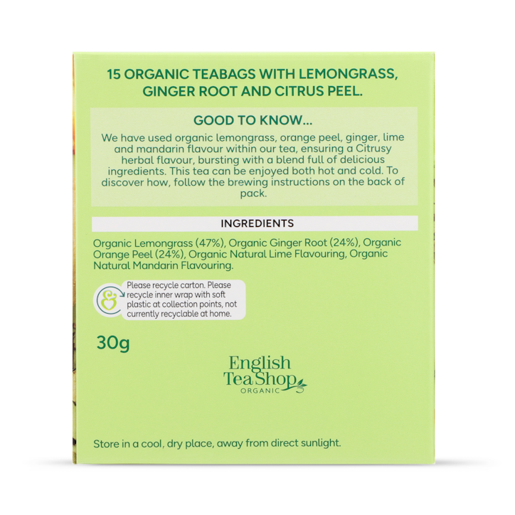 Holland & Barrett Lemongrass, Citrus & Ginger Tea 15 Tea Bags image 2