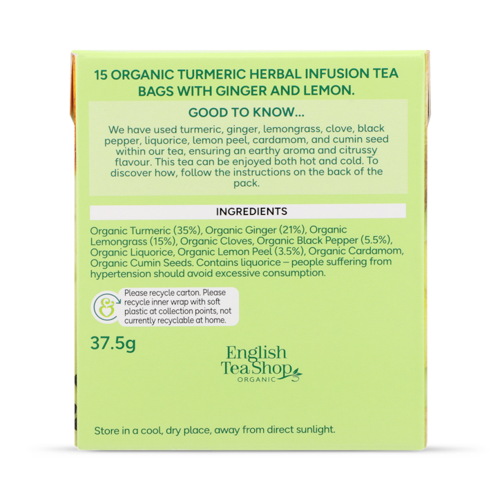 Holland & Barrett Turmeric, Ginger & Lemon Tea 15 Tea Bags image 2