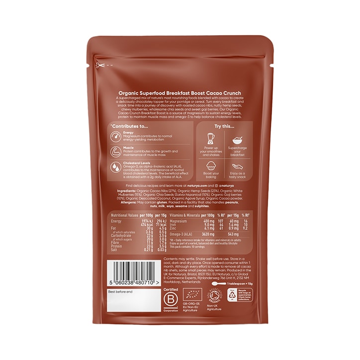 Naturya Organic Superfood Breakfast Boost Cacao Crunch 150g image 2