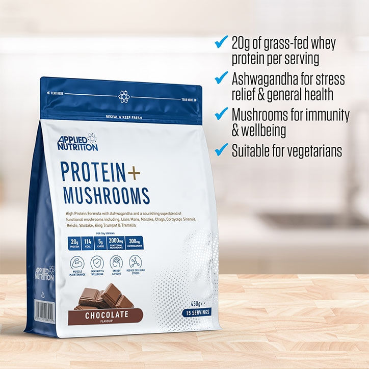 Protein+ Mushrooms Powder Chocolate 450g image 2