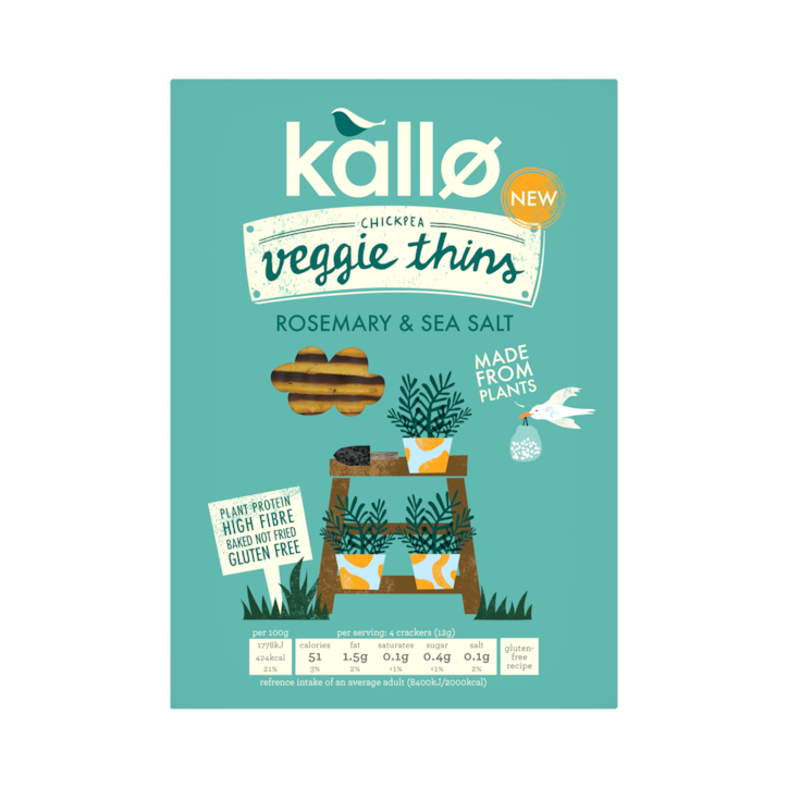 Kallo Rosemary & Sea Salt Veggie Thins 100g image 1