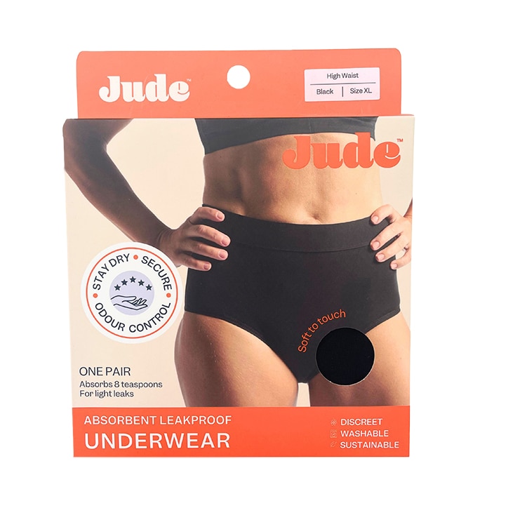 Jude Absorbent Leak Proof Underwear, Black, High Waist, Size XL image 1