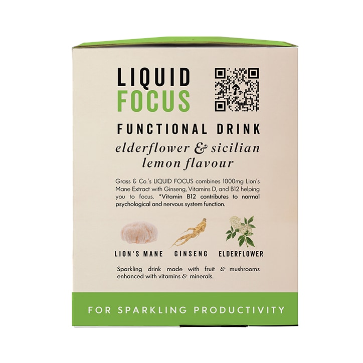 Grass & Co. Liquid Focus (Elderflower, Sicilian Lemon & Lion’s Mane) Functional Sparkling Drinks 4x 250ml image 6