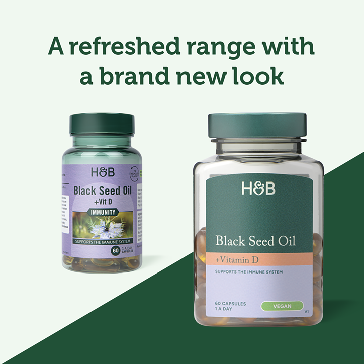 Holland & Barrett Black Seed Oil +Vit D 60 Capsules