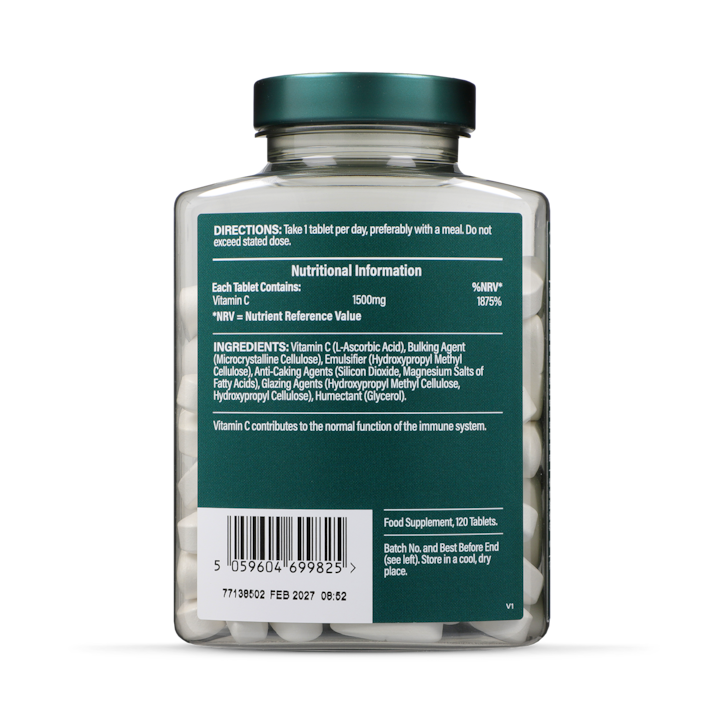 Holland & Barrett High Strength Slow Release Vitamin C 1500mg 120 Tablets image 2