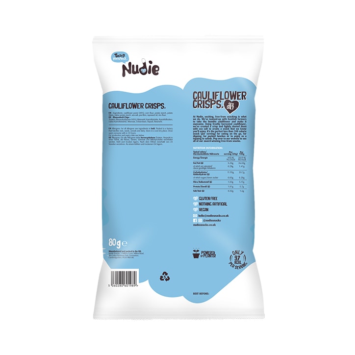 Nudie Sea Salt Cauliflower Crisps 80g image 2